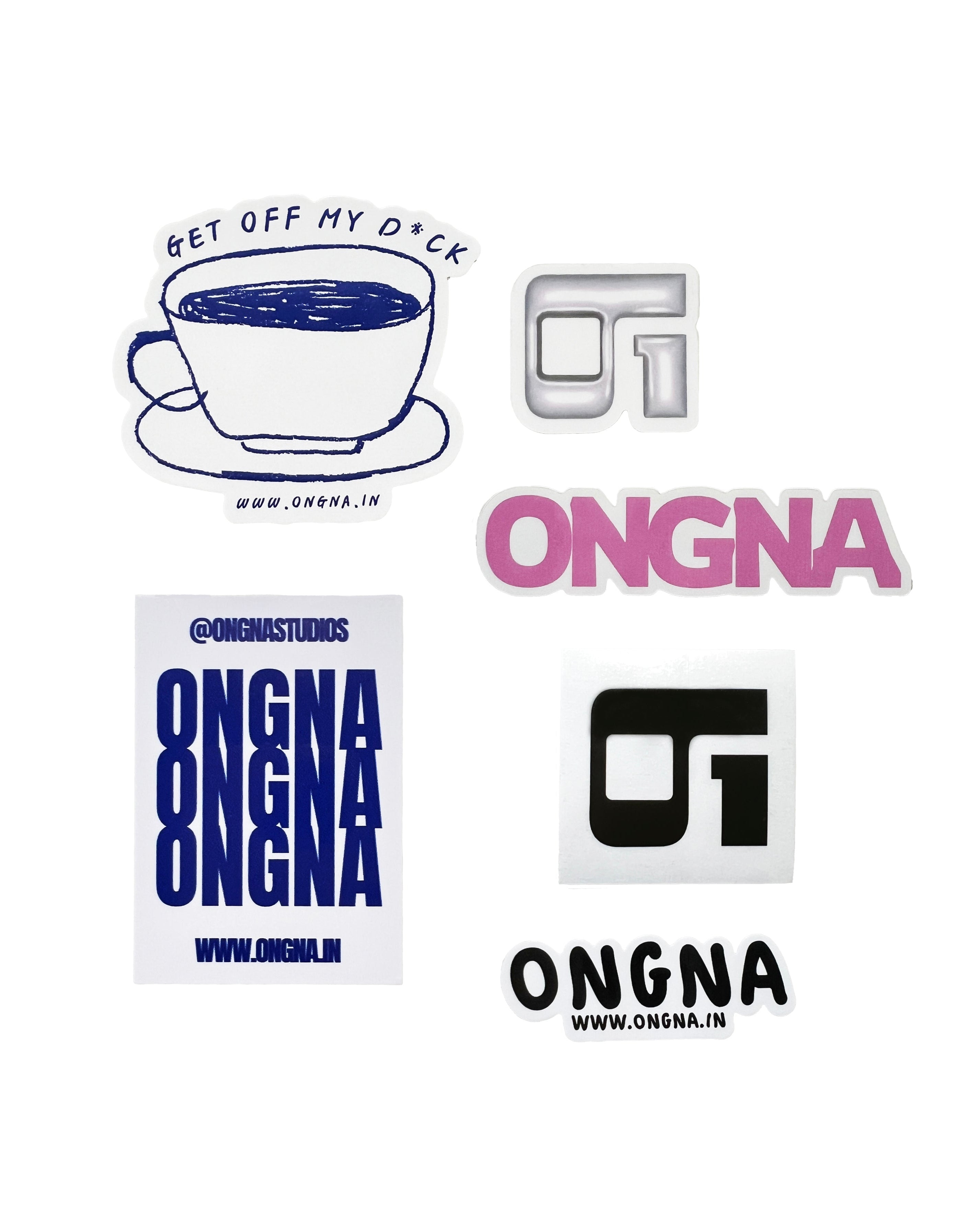 Collection of 'ONGNA' branded stickers with various designs on a white background