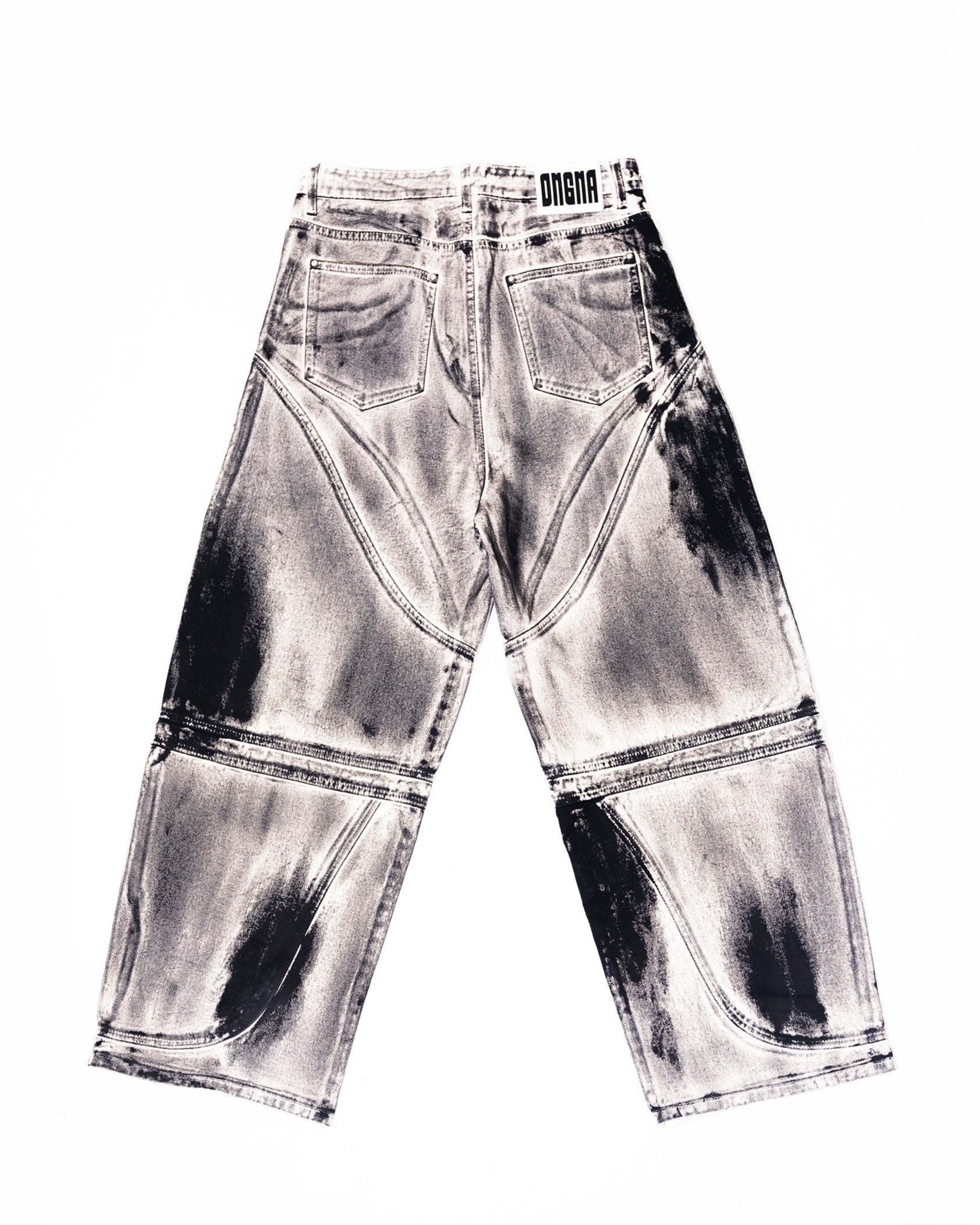 Back view of ONGNA Destroyer Jeans hand-dyed limited-edition